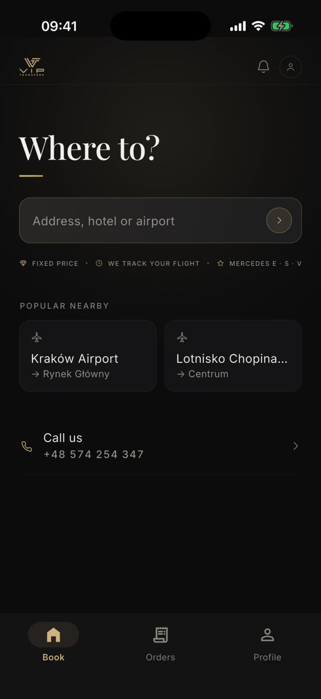 Startbildschirm der App mit Suchfeld und Flughafen-Kürzeln